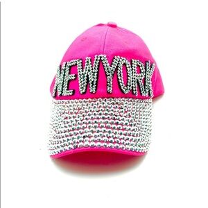 Pink Rhinestone New York Cap